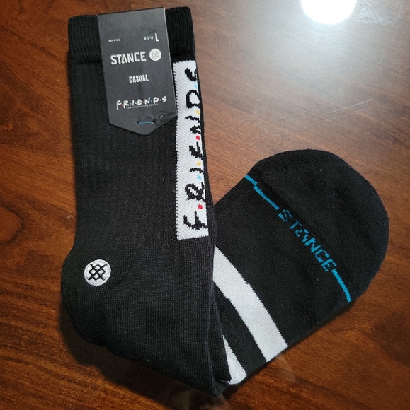 BNWT Stance x FriendsThe First One Black Crew Socks Large Men's 9-13 - Picture 2 of 4